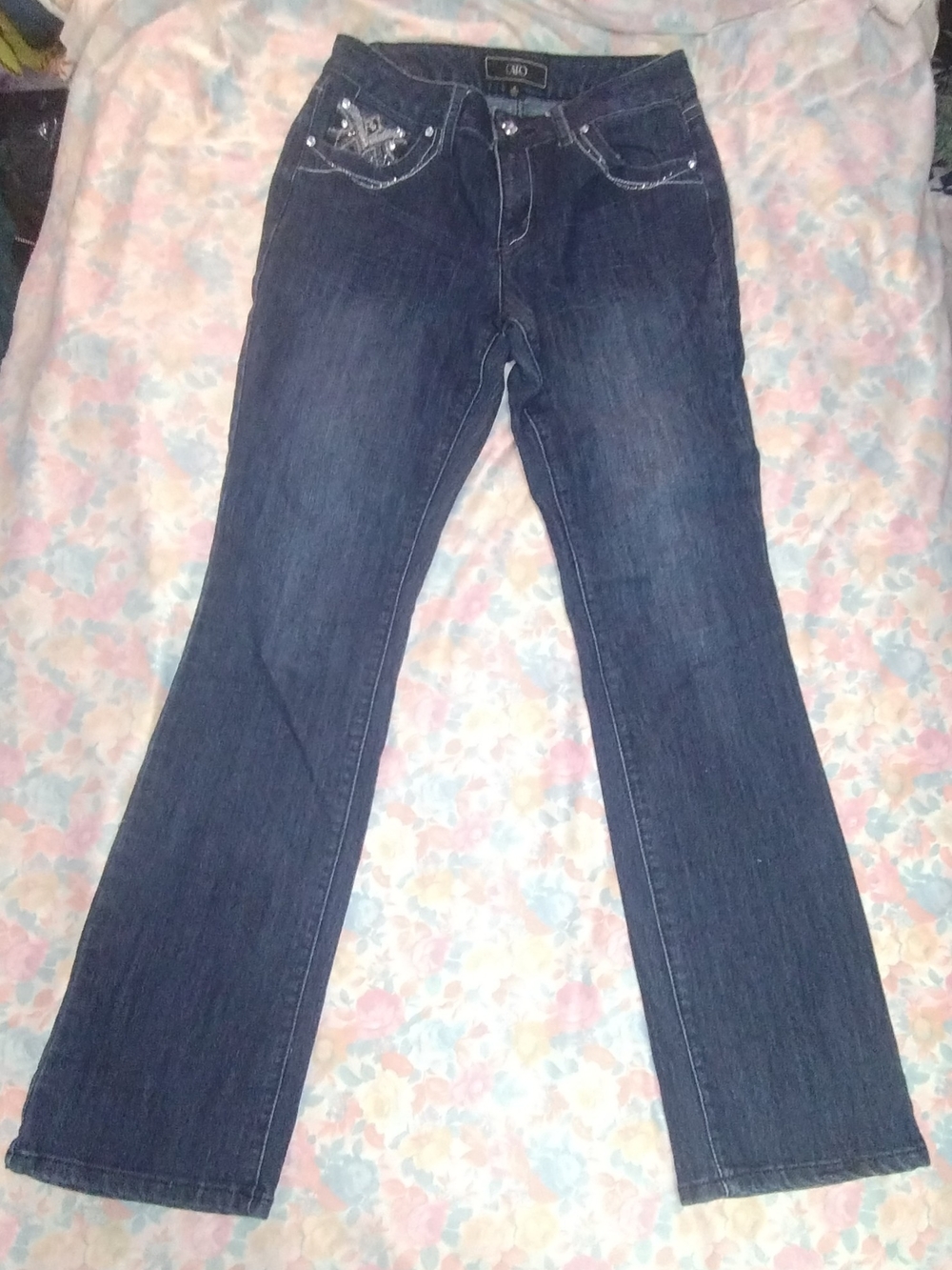 Cato Dark Blue Women's Bootcut Jeans with Embellished Pockets